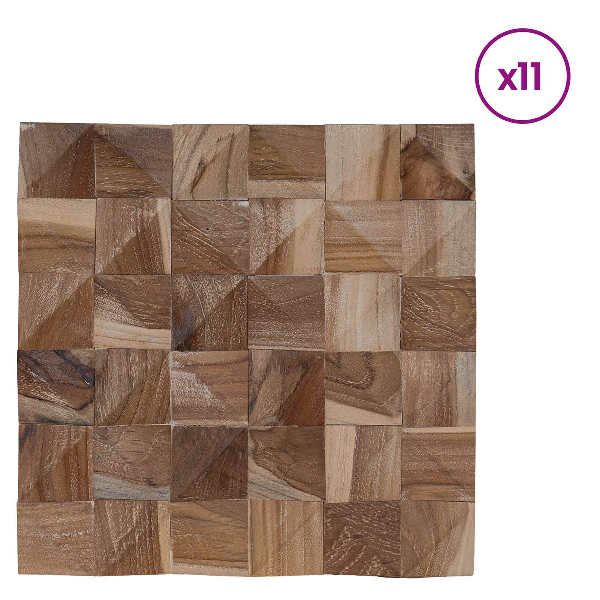 vidaXL Wall Panel 11 pcs Natural 30 x 30 x 2 cm