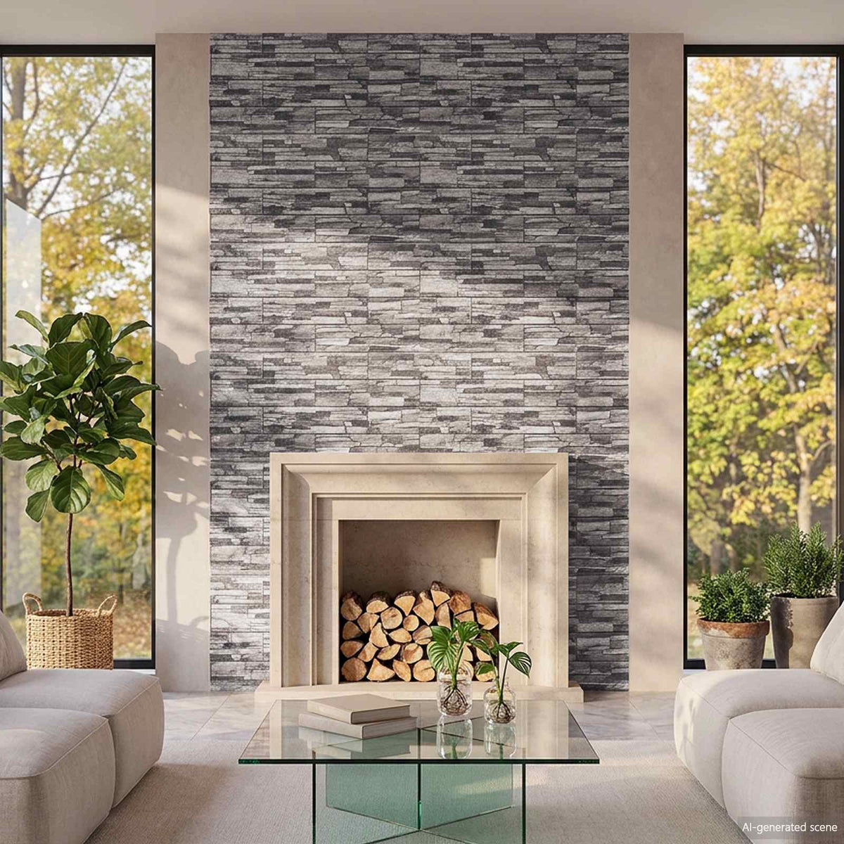 vidaXL Wall Panels 10 pcs 100 x 50 cm Dark Grey and Light Grey