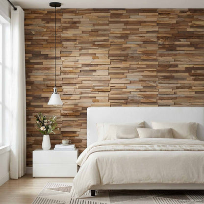 vidaXL Wall Panel 10 pcs Natural 56 x 18 x 2 cm Solid Teak wood