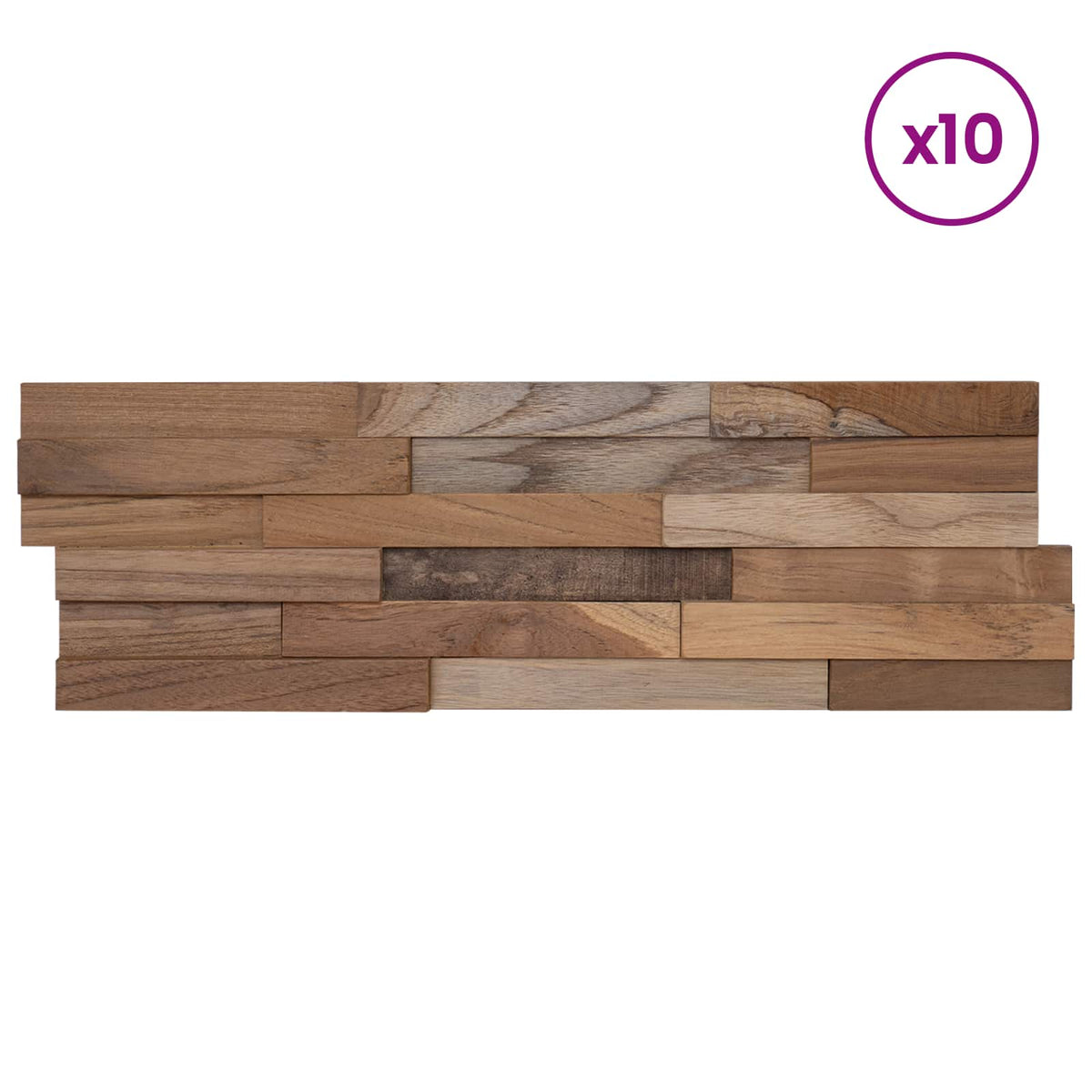 vidaXL Wall Panel 10 pcs Natural 56 x 18 x 2 cm Solid Teak wood