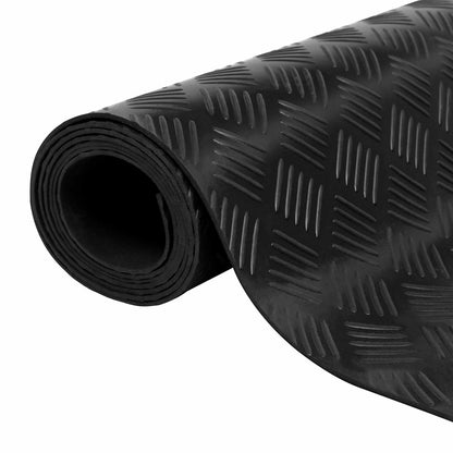 vidaXL Floor Mat with Checker Plate 1 x 5 m Black Rubber