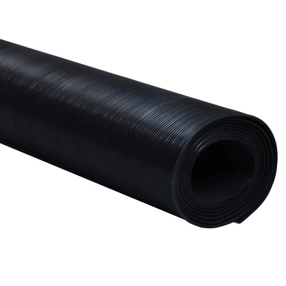 vidaXL Floor Mat with Fine Rib 1 x 5 m Black Rubber