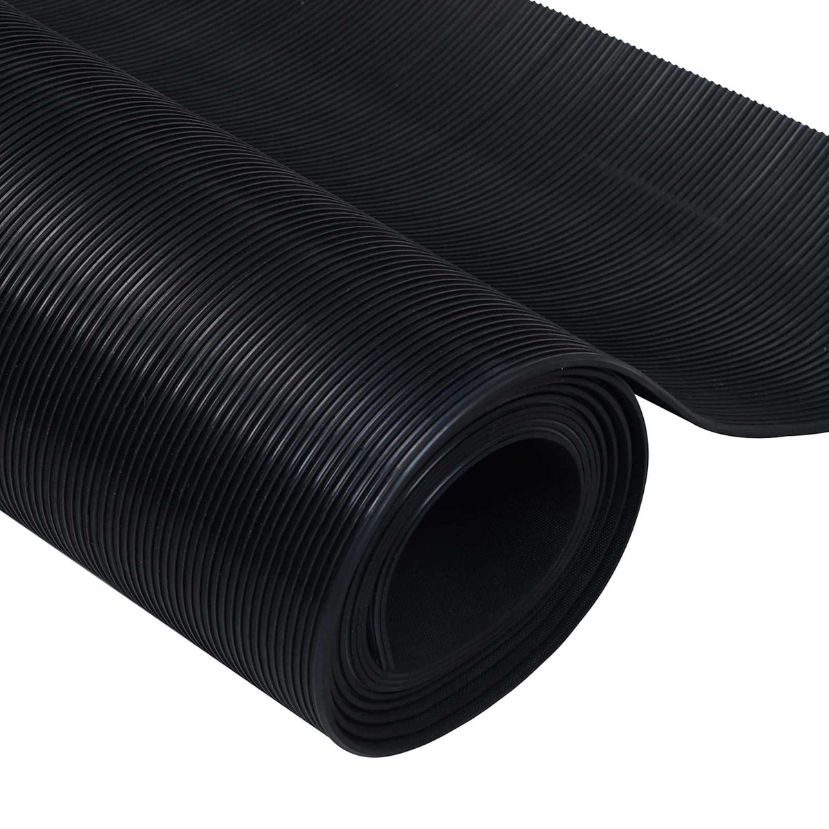 vidaXL Floor Mat with Fine Rib 1 x 5 m Black Rubber