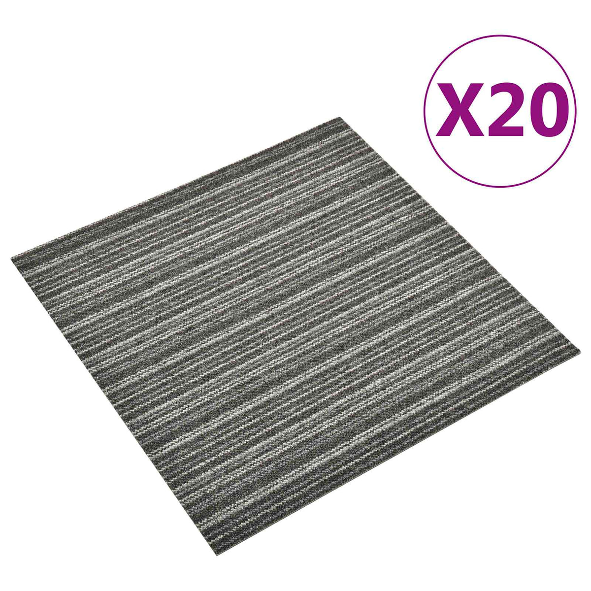 vidaXL Carpet 20 pcs Striped Anthracite 50 x 50 cm 100% Polypropylene