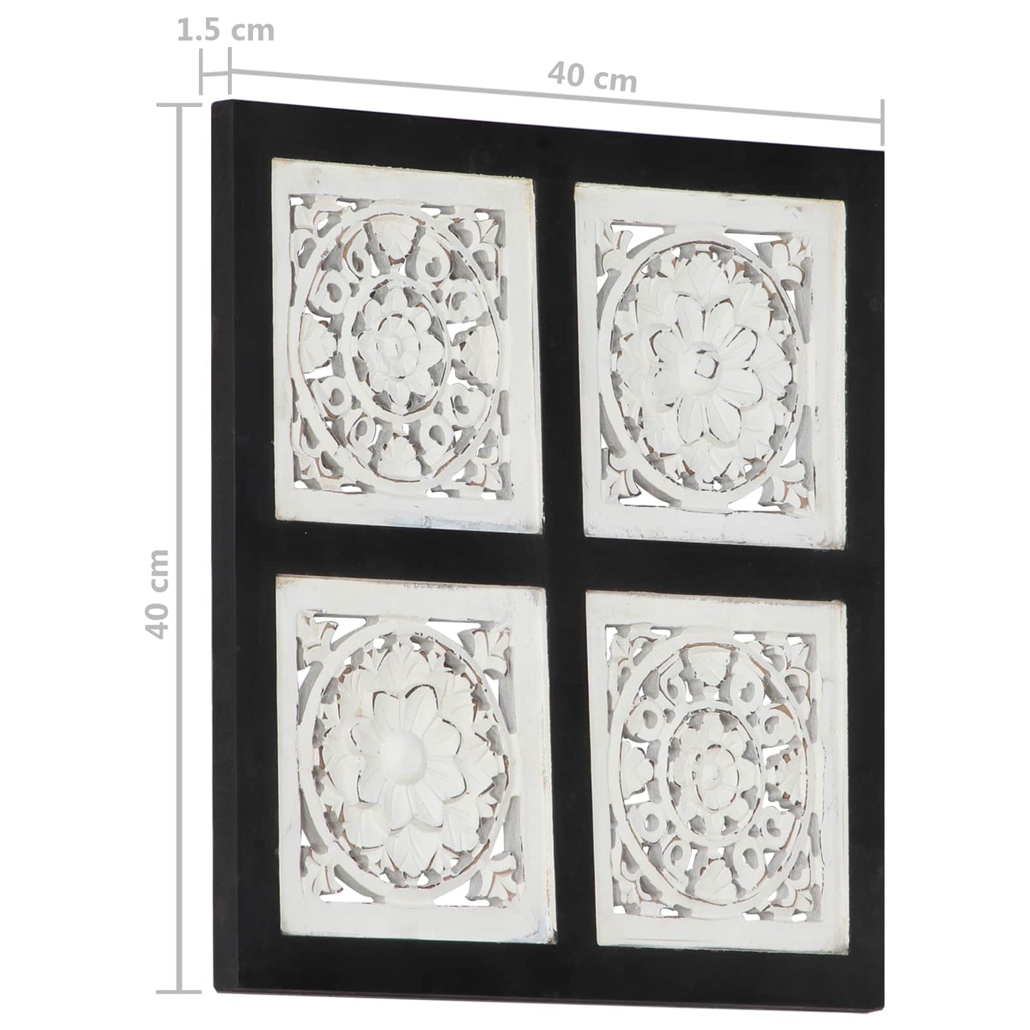 vidaXL Art Decor Black and White 40 x 40 x 1.5 cm Engineered Wood