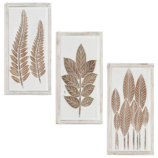 vidaXL Art Decor 3 pcs Brown and White 40 x 40 x 1.5 cm