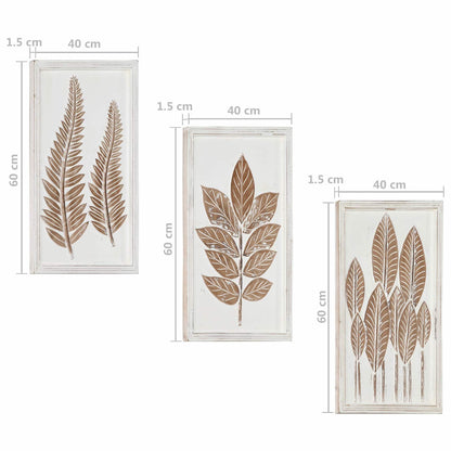 vidaXL Art Decor 3 pcs Brown and White 40 x 40 x 1.5 cm
