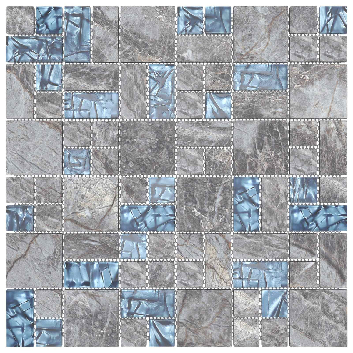 vidaXL Mosaic Tile 11 pcs 50 x 50 cm Grey and Blue Glass