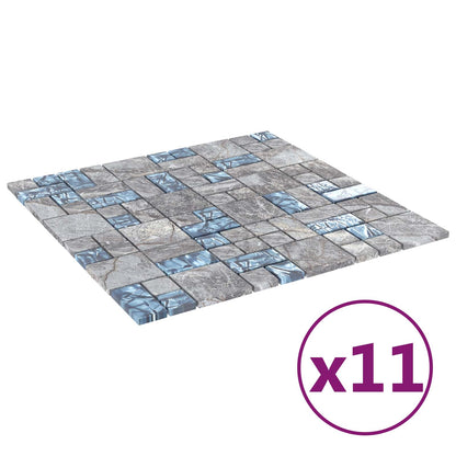 vidaXL Mosaic Tile 11 pcs 50 x 50 cm Grey and Blue Glass