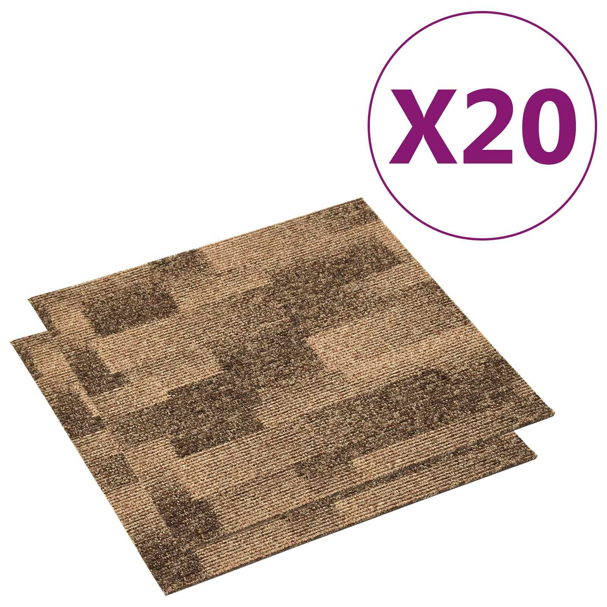 vidaXL Floor Carpet 20 pcs Brown 50 x 50 cm PP Low Pile