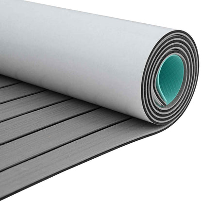 vidaXL Boat Mat Striped Light Grey and Black 240 x 90 cm EVA
