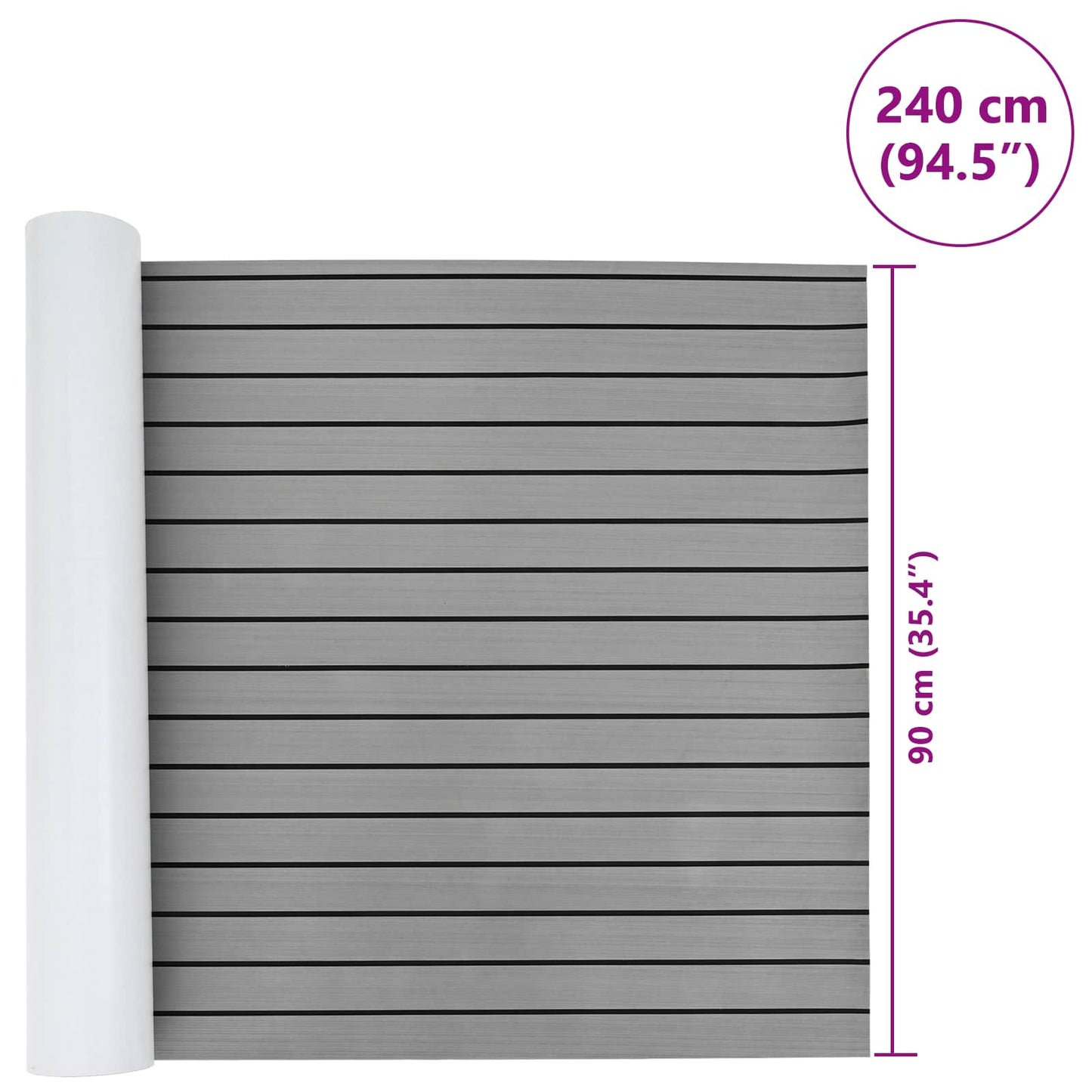 vidaXL Boat Mat Striped Light Grey and Black 240 x 90 cm EVA