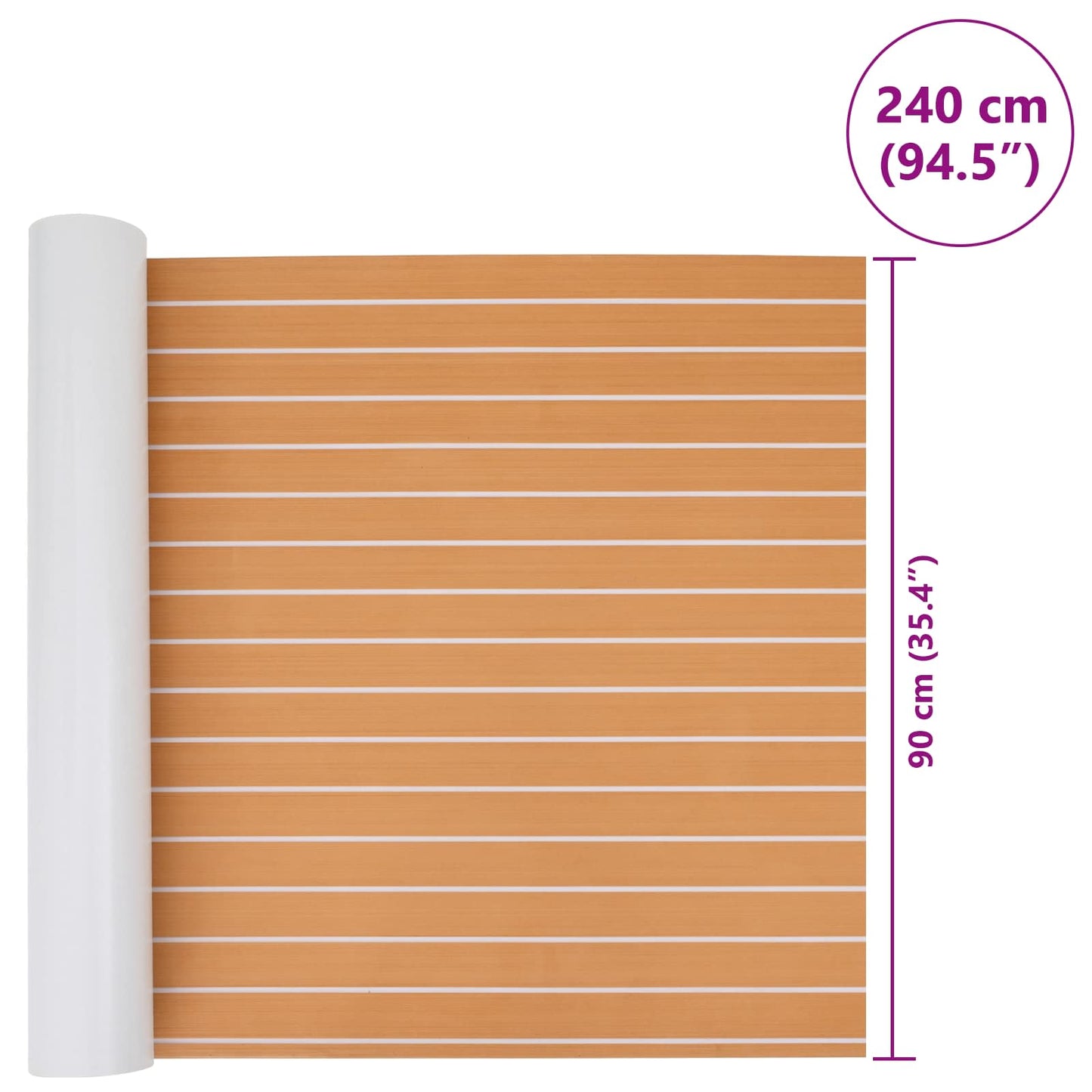 vidaXL Boat Mat Striped Brown and White 240 x 90 cm EVA