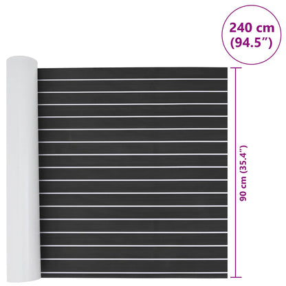 vidaXL Boat Mat Striped Dark Grey and White 240 x 90 cm EVA