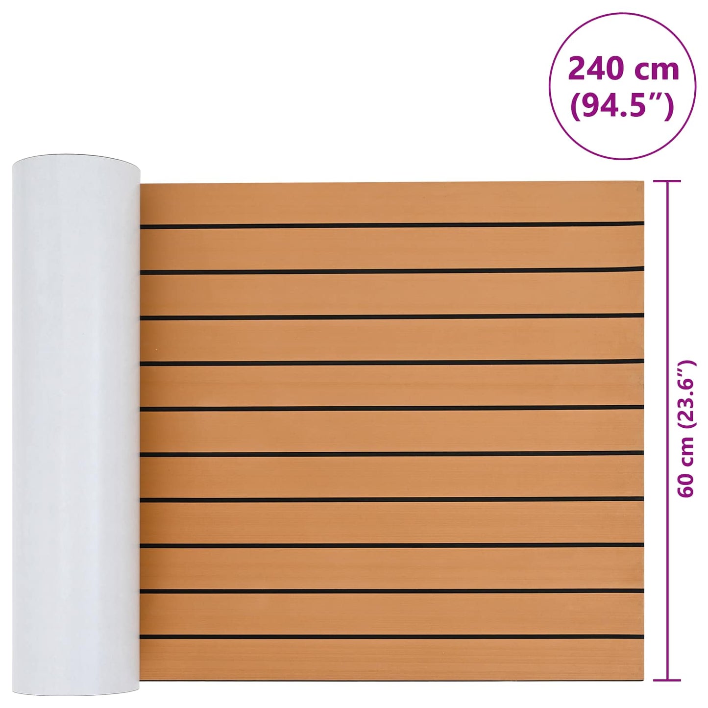 vidaXL Boat Mat Striped Brown and Black 240 x 60 cm EVA