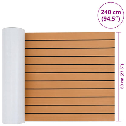 vidaXL Boat Mat Striped Brown and Black 240 x 60 cm EVA