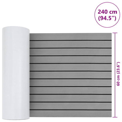 vidaXL Boat Mat Striped Light Grey and Black 240 x 60 cm EVA