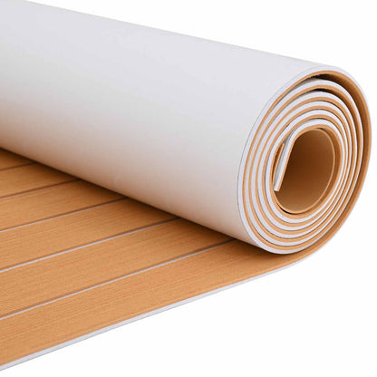 vidaXL Boat Mat Striped Brown and White 240 x 60 cm EVA