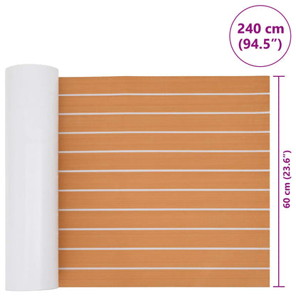 vidaXL Boat Mat Striped Brown and White 240 x 60 cm EVA