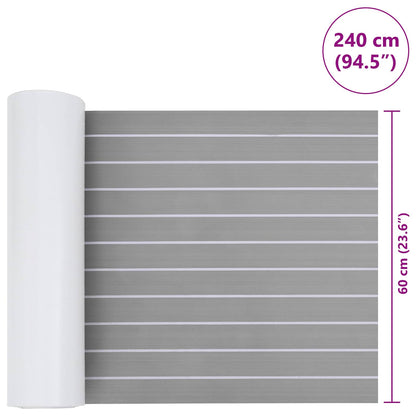vidaXL Boat Mat Striped Light Grey and White 240 x 60 cm EVA