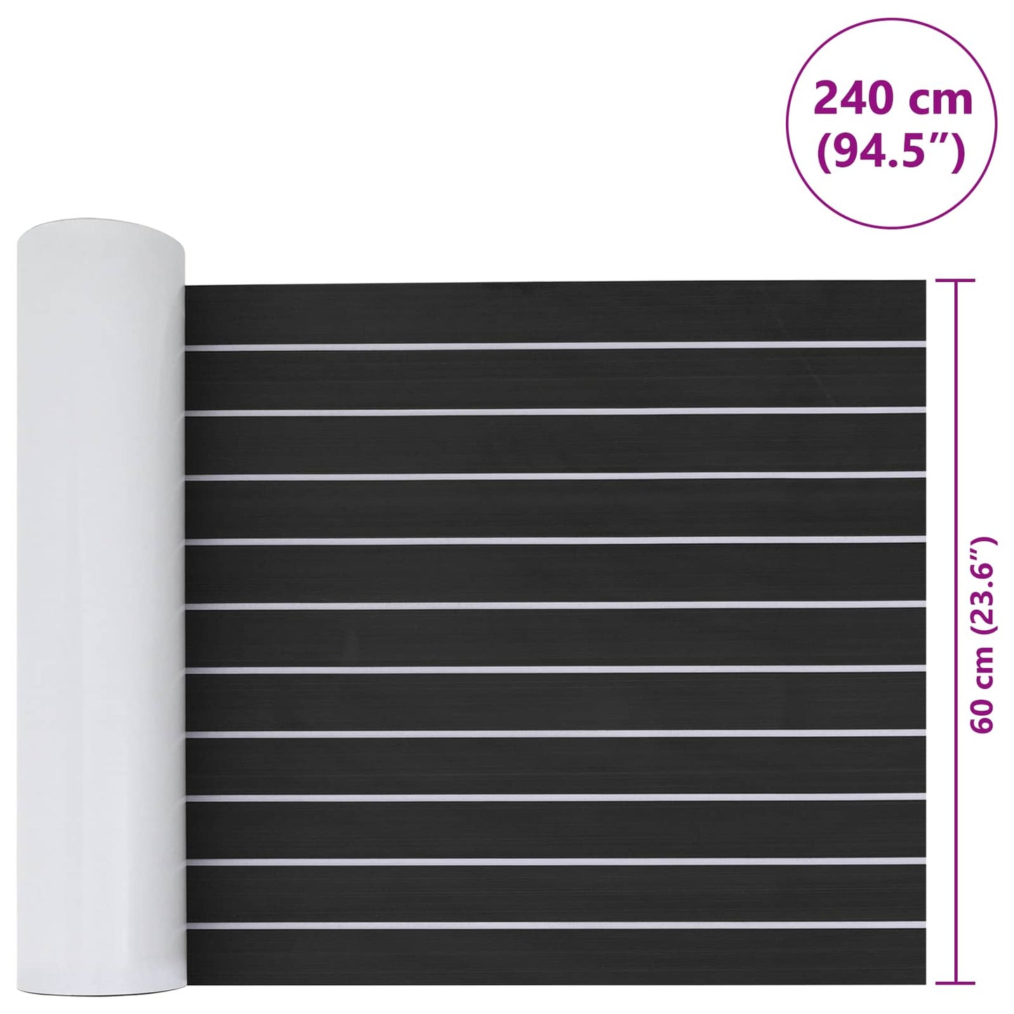 vidaXL Boat Mat Striped Dark Grey and White 240 x 60 cm EVA