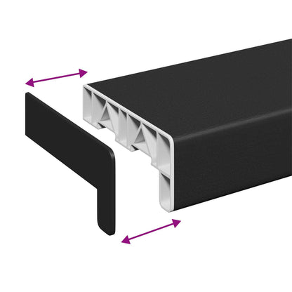 vidaXL Window Sill Black with wood grain 100 x 10 x 4.5 cm PVC
