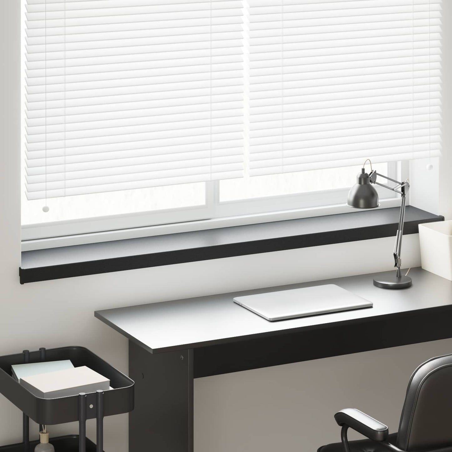 vidaXL Window Sill Black with wood grain 140 x 25 x 4.5 cm PVC