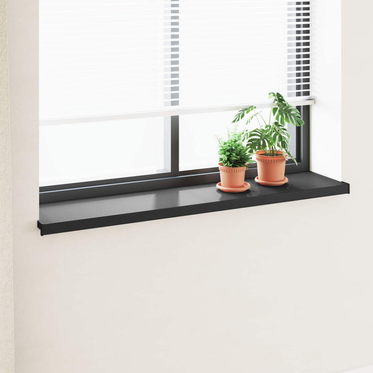 vidaXL Window Sill Black with wood grain 140 x 35 x 4.5 cm PVC