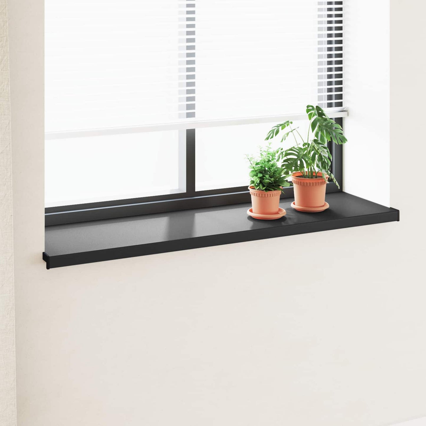 vidaXL Window Sill Black with wood grain 160 x 40 x 4.5 cm PVC