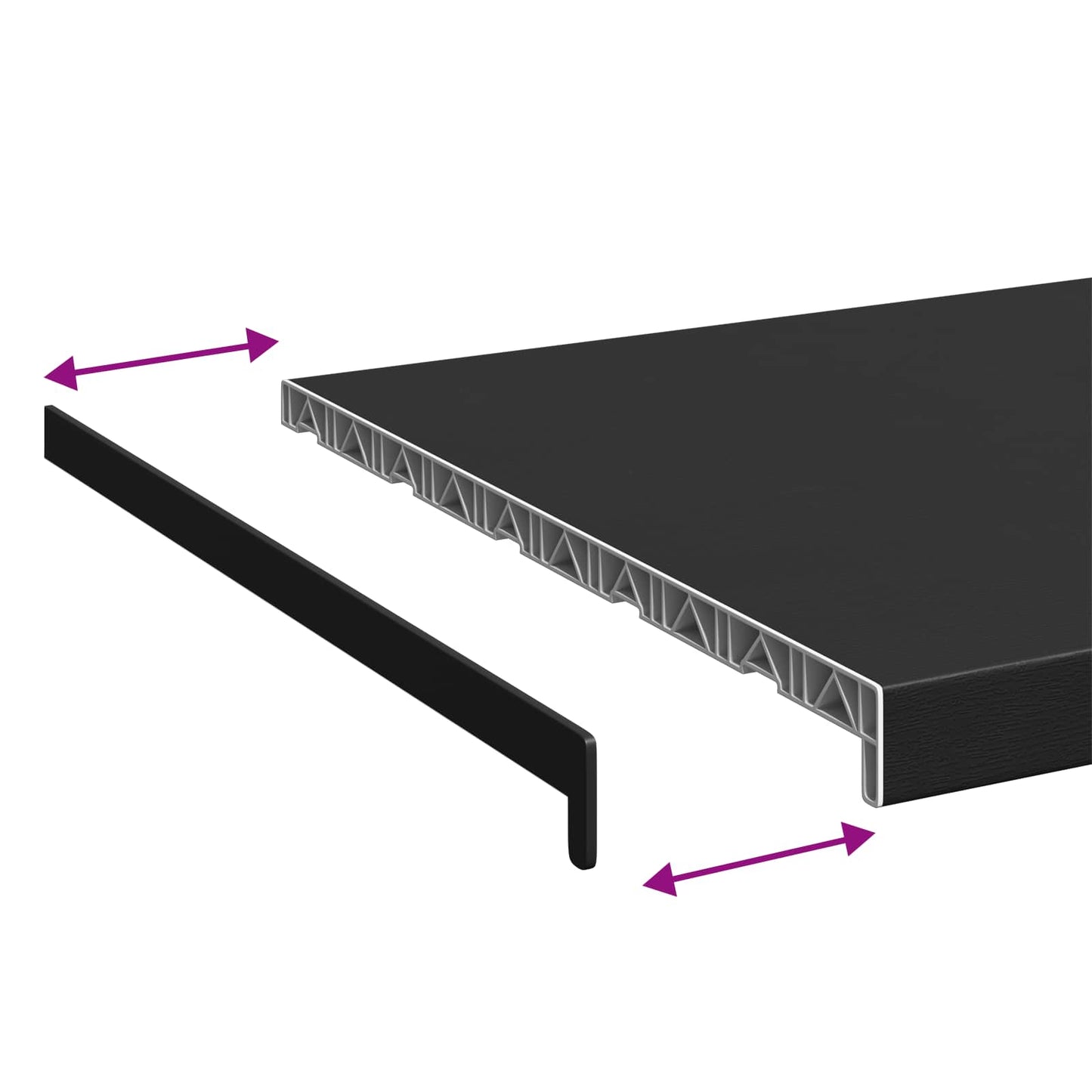 vidaXL Window Sill Black with wood grain 120 x 50 x 4.5 cm PVC