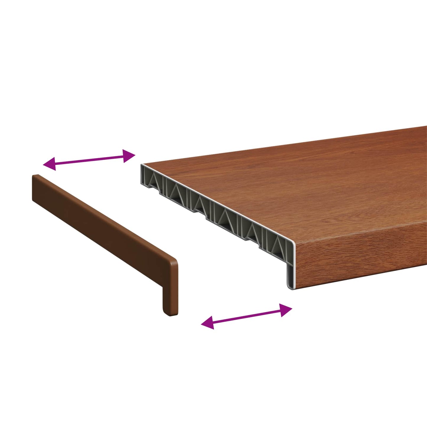 vidaXL Window Sill Brown wood 60 x 30 x 4.5 cm PVC