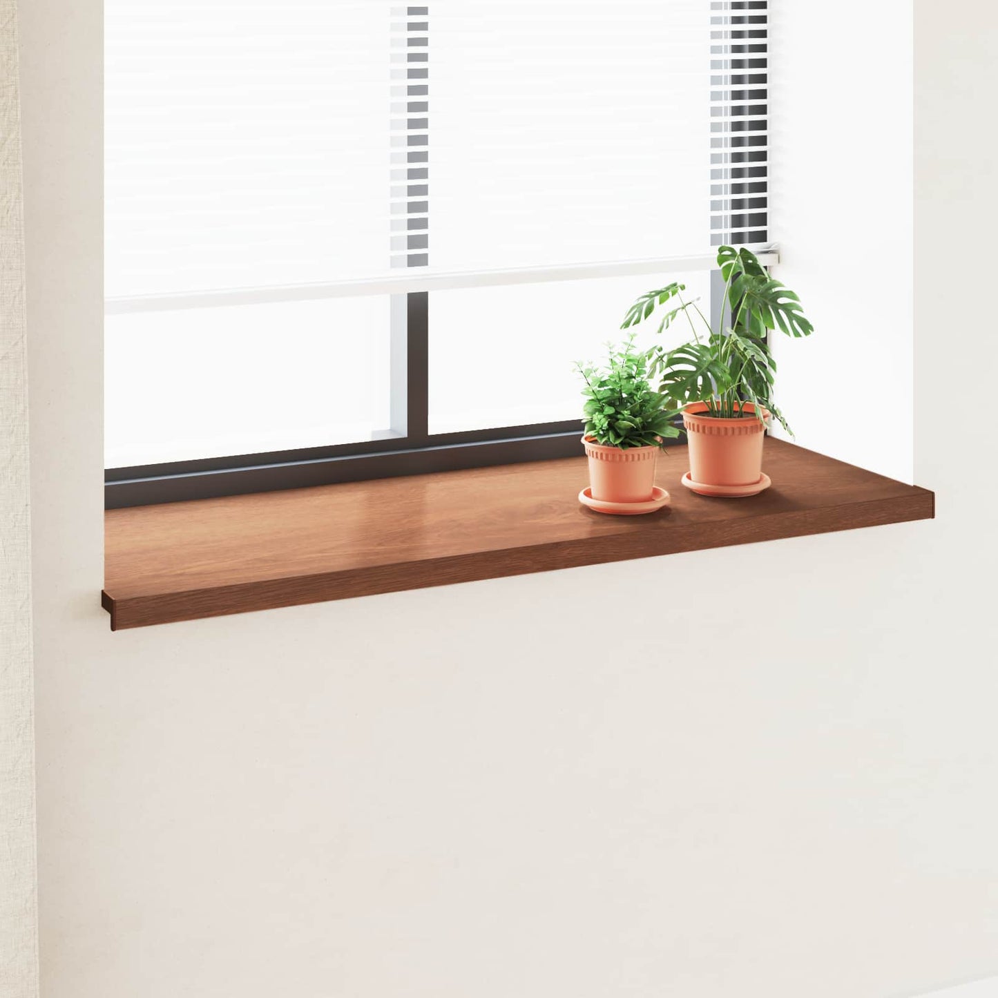 vidaXL Window Sill Brown wood 140 x 50 x 4.5 cm PVC