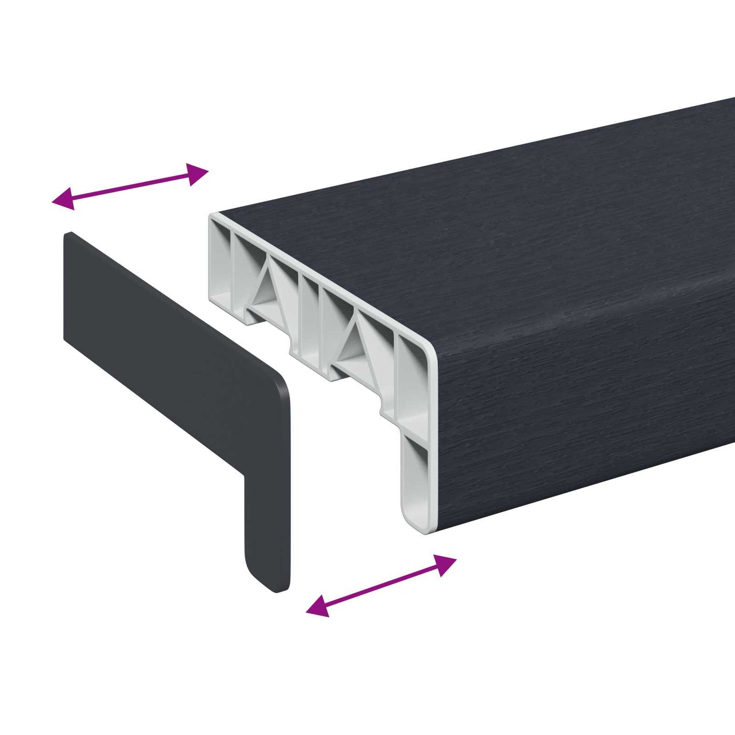 vidaXL Window Sill Anthracite with wood grain 100 x 15 x 4.5 cm PVC