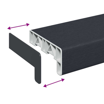 vidaXL Window Sill Anthracite with wood grain 100 x 15 x 4.5 cm PVC