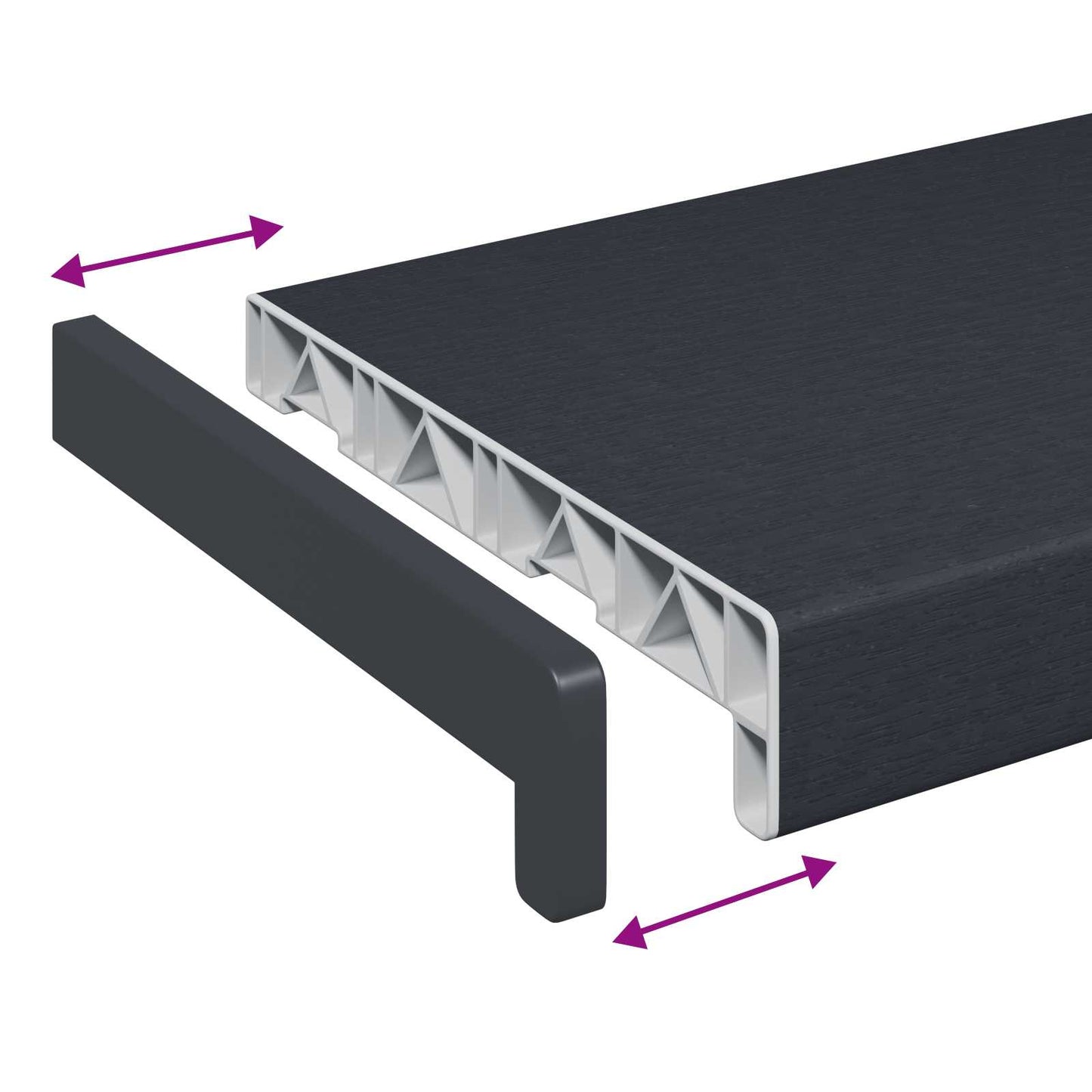 vidaXL Window Sill Anthracite with wood grain 80 x 20 x 4.5 cm PVC