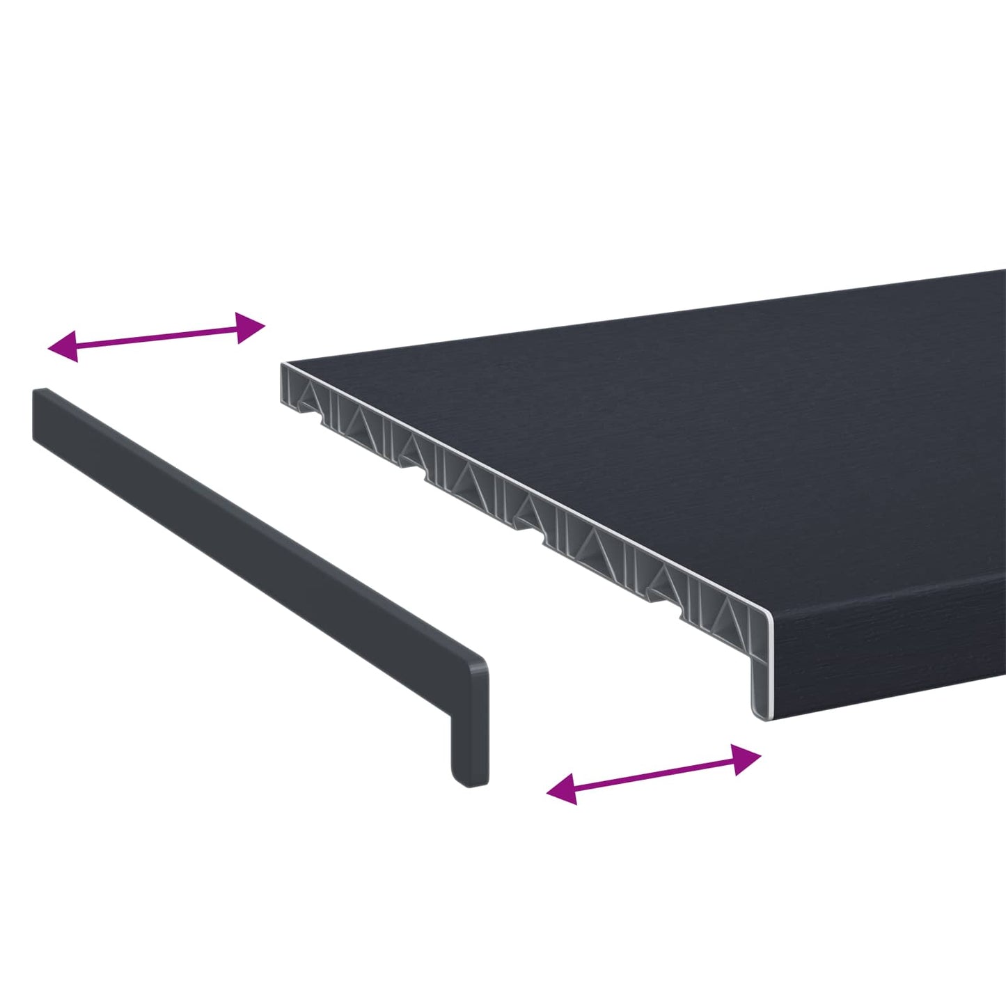 vidaXL Window Sill Anthracite with wood grain 140 x 45 x 4.5 cm PVC