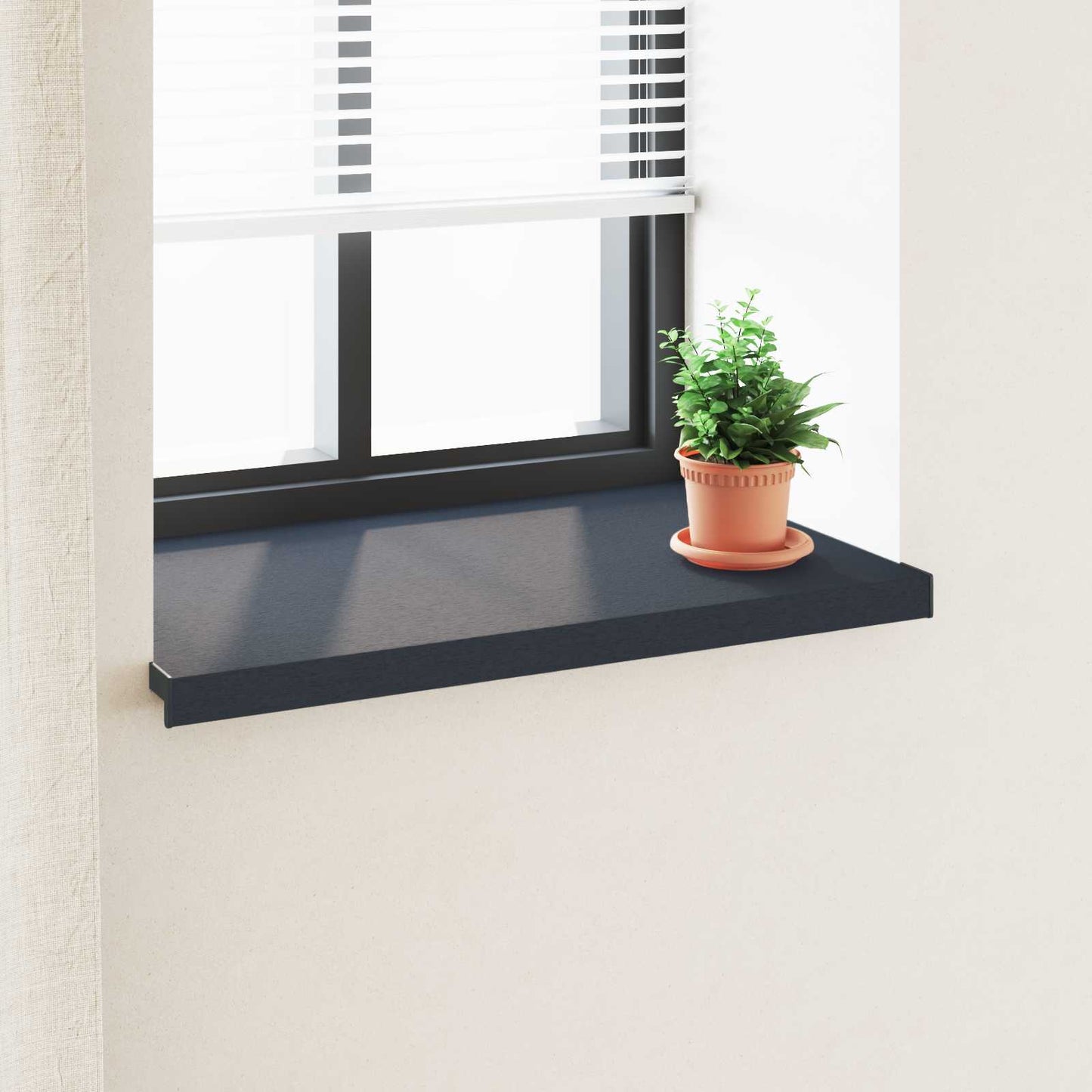 vidaXL Window Sill Anthracite with wood grain 60 x 50 x 4.5 cm PVC