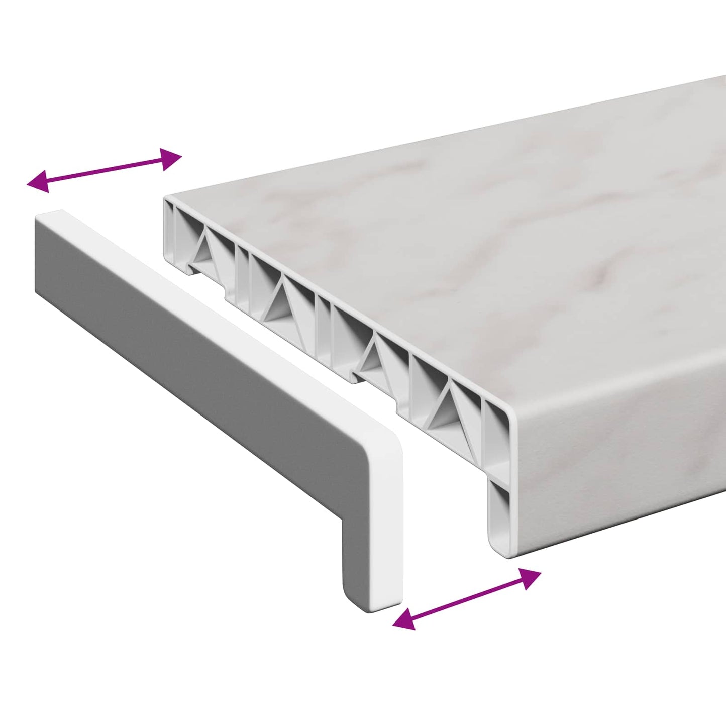 vidaXL Window Sill Marble texture 100 x 20 x 4.5 cm PVC