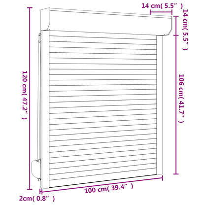 vidaXL Roller Shutter White 100 x 120 cm Aluminium and Polyurethane