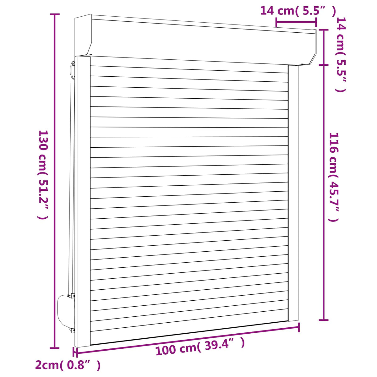 vidaXL Roller Shutter White 100 x 130 cm Aluminium and Polyurethane