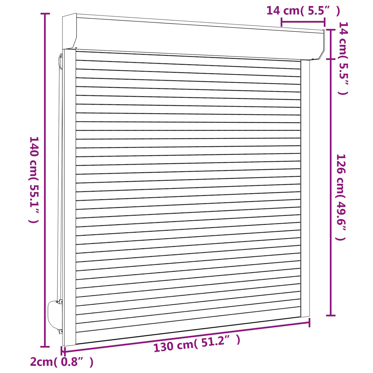 vidaXL Roller Shutter White 130 x 140 cm Aluminium and Polyurethane