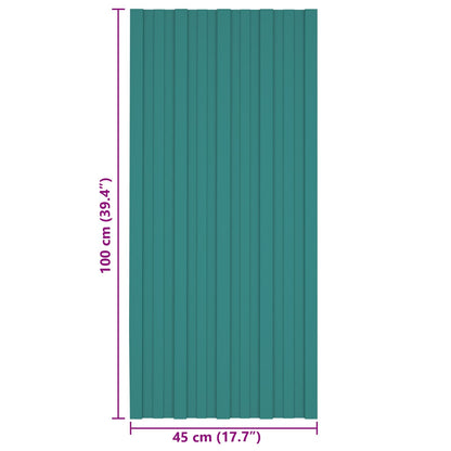 vidaXL Roof Panel 12 pcs Green 100 x 45 cm Galvanised steel