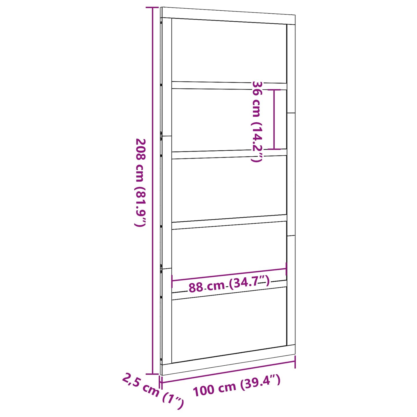 vidaXL Barn Door Wax Brown 100 x 2.5 x 208 cm Solid Pine Wood