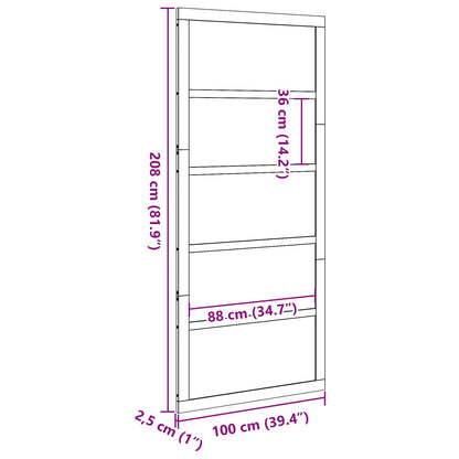 vidaXL Barn Door Wax Brown 100 x 2.5 x 208 cm Solid Pine Wood