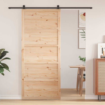 vidaXL Barn Door Natural 90 x 2.5 x 208 cm Solid Pine Wood