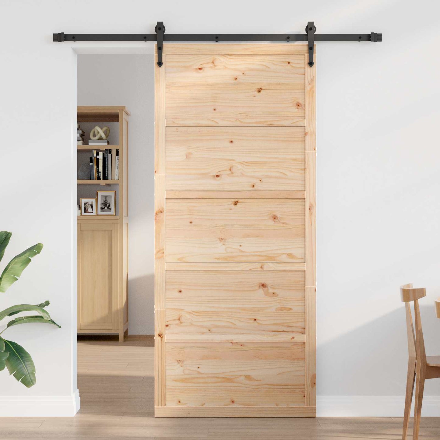 vidaXL Barn Door Natural 90 x 2.5 x 208 cm Solid Pine Wood