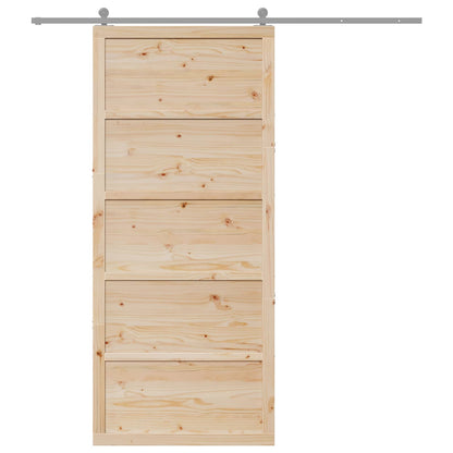 vidaXL Barn Door Natural 90 x 2.5 x 208 cm Solid Pine Wood