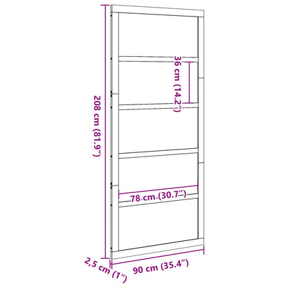 vidaXL Barn Door Natural 90 x 2.5 x 208 cm Solid Pine Wood