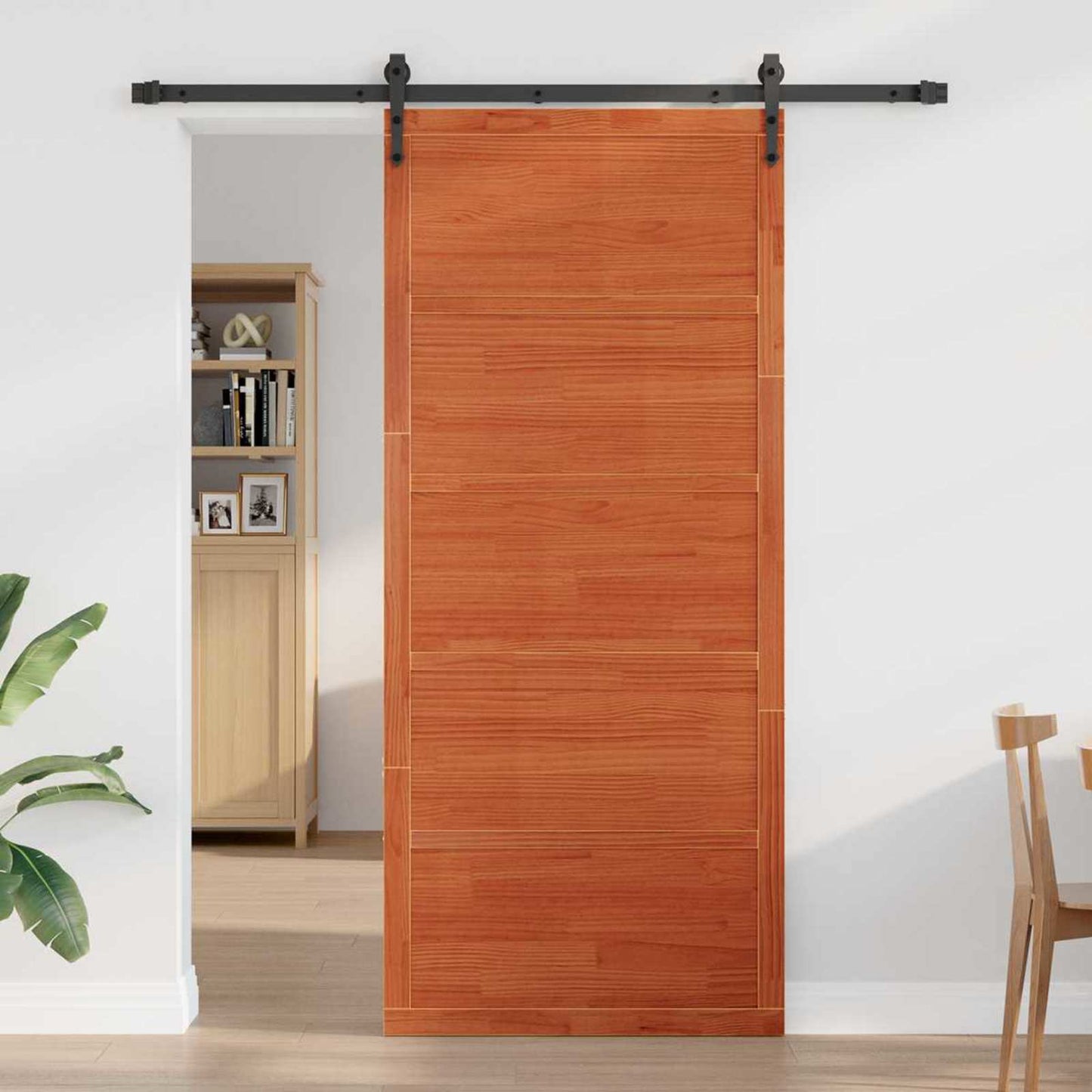 vidaXL Barn Door Wax Brown 90 x 2.5 x 208 cm Solid Pine Wood