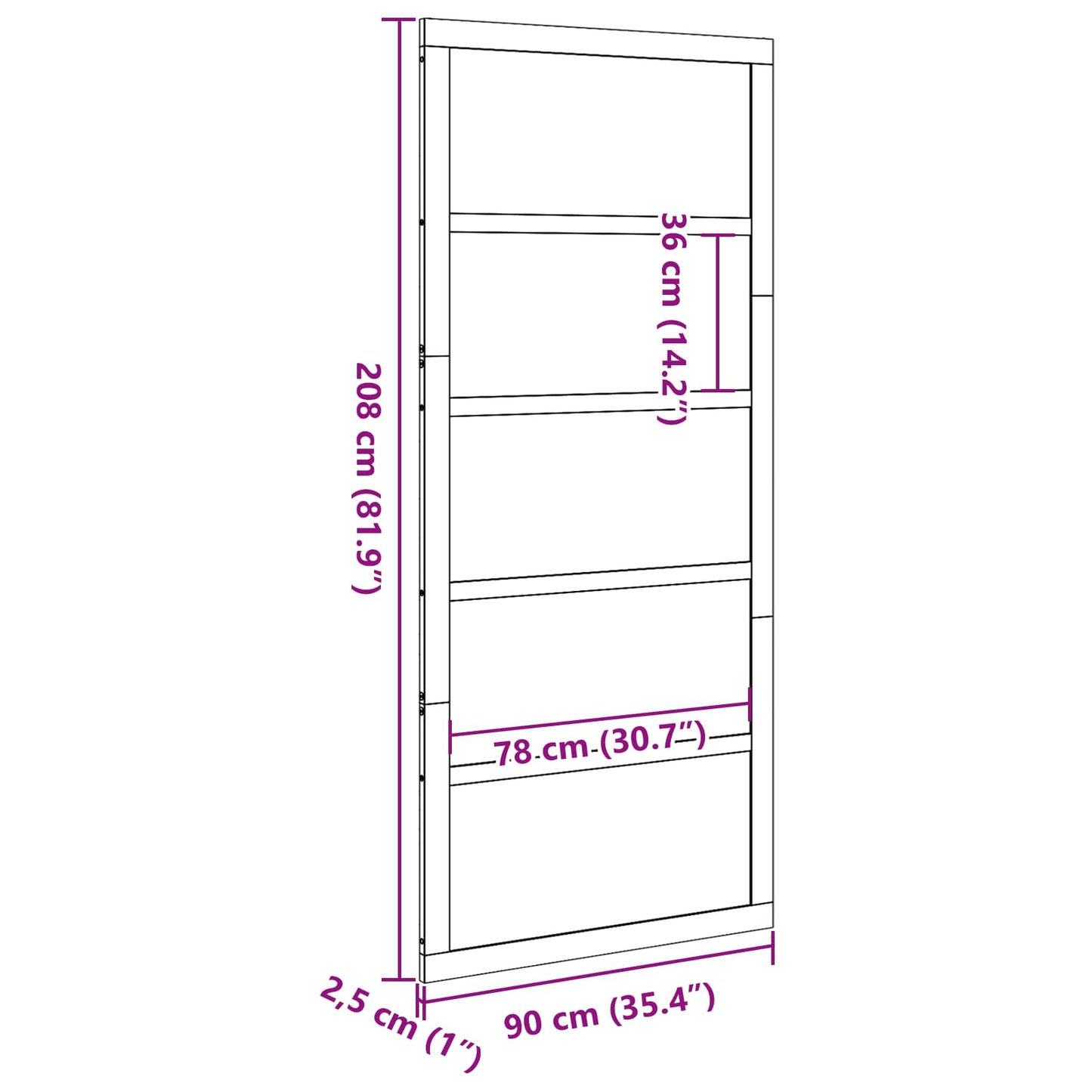 vidaXL Barn Door Wax Brown 90 x 2.5 x 208 cm Solid Pine Wood